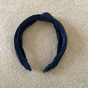 Anthropologie Navy Satin Knot Headband